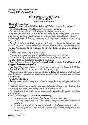 Đề cương ôn tập học kỳ 1 môn Vật lý 7 năm học 2014-2015